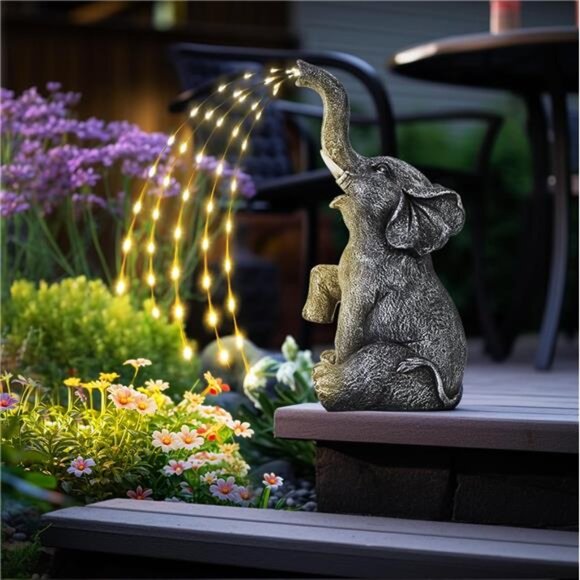 Solar Garden Decor Upgraded Elephant Statues Outdoor, Birthday Gifts Outdoor - Picture 5 of 7